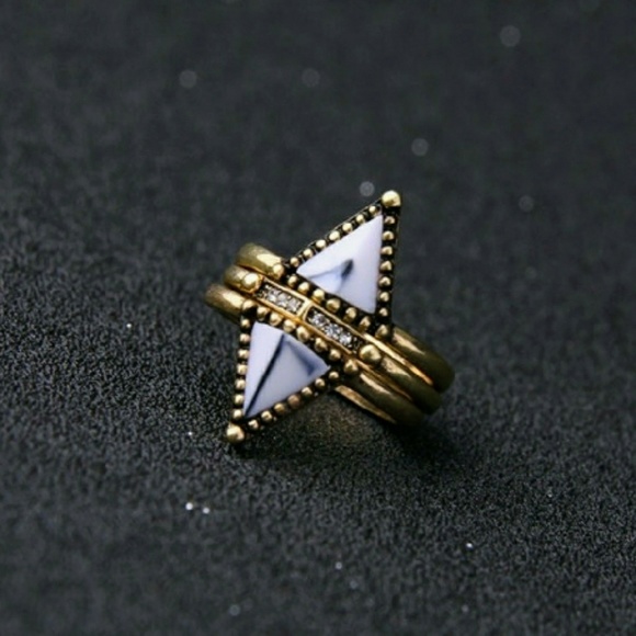 Stackable Marble Bronze Rings - Picture 2 of 2